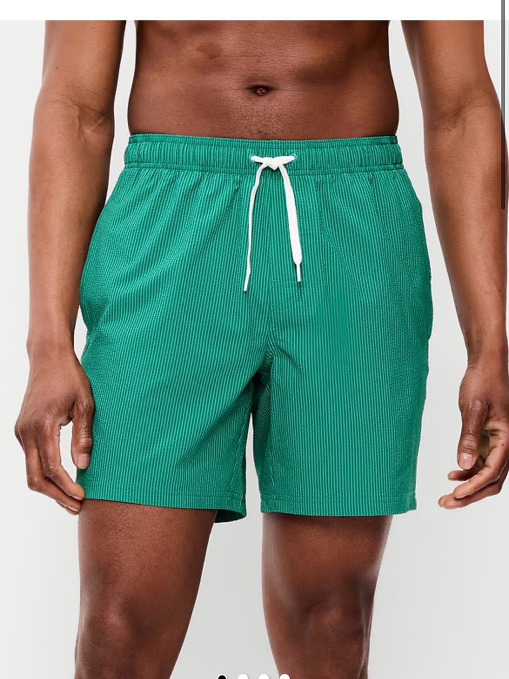 Old Navy Green Seersucker Swim Trunks with White Drawstring